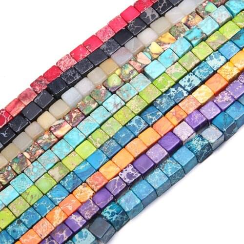 Natural Semi Precious stone Beads Square DIY For Making Necklaces Bracelets Earrings Etc 66 Pieces / String 6*6mm
