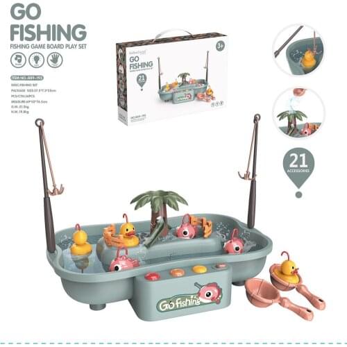 Childrens Magnetic Fishing Toy Music Electric Circulation Fishing Duck Magnetic Electric Music Water Duck Fish Game Toy