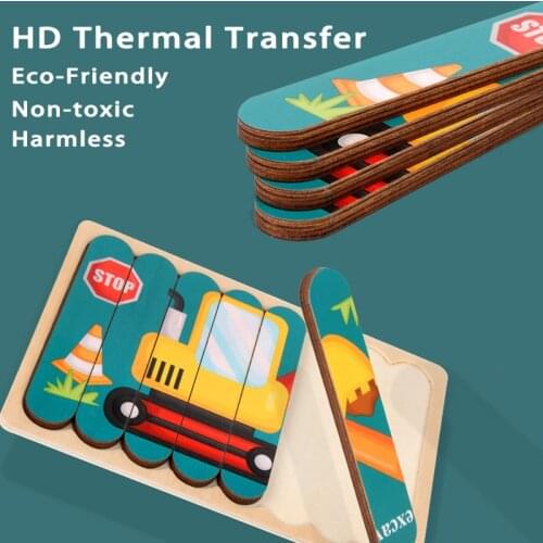 Kids Toy Wooden Double-sided Puzzles Creativity Strip Shape Puzzle Telling Stories Stacking Jigsaw Kids Educational Learning Toy