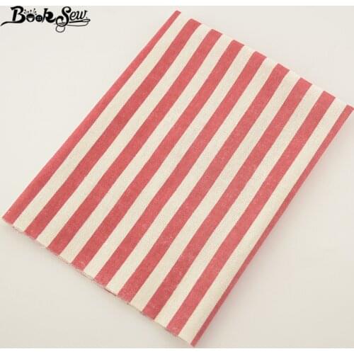 Booksew Home Textile Cotton Linen Fabric Red Strip Sewing Material Tissu Tablecloth Bag Curtain Cushion Pillow Zakka