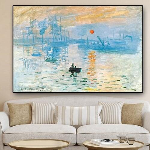 Claude Monet Impression Sunrise Oil Painting on Canvas Famous Posters and Prints on the wall modernWall Picture for Living Room