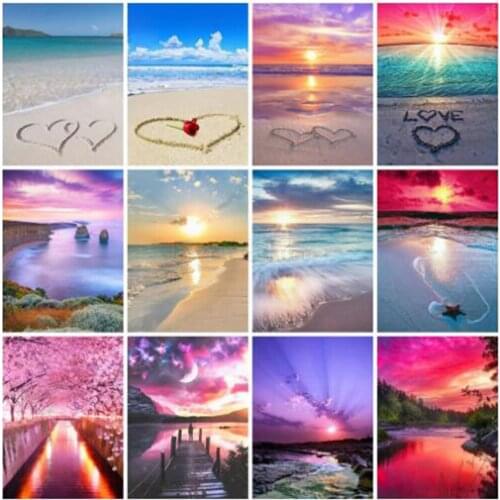 Kexinzu Diamond Painting Landscape Cross Stitch 5D Diamond Embroidery Sea Rhinestones Art Bead Picture Kits Home Decor -154