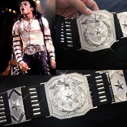 MJ Michael Jackson Classic BAD Vocal Concert Show Silver Alloy Punk Military US Army Eagle Large Belt Waistband Japan In 1980s