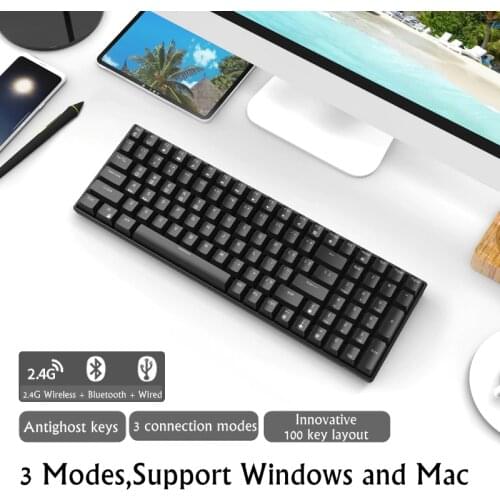 New RK860 Rechargeable Bluetooth Wireless/2.4G/USB Wired 3-Mode Mechanical Keyboard For Desktop Notebook,Tablet Mobile Phone