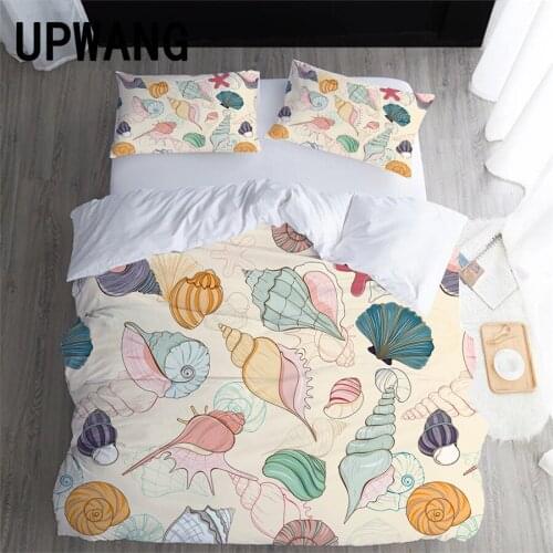 UPWANG 3D Bedding Set Shell Printed Duvet/Quilt Cover Set Bedcloth with Pillowcase Bed Set Home Textiles
