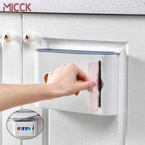 MICCK Punch-Free Storage Box For Garbage Bag Kitchen Rubbish Bags Storage Organizer Wall-mounted Trash Bags Shelf For Bathroom