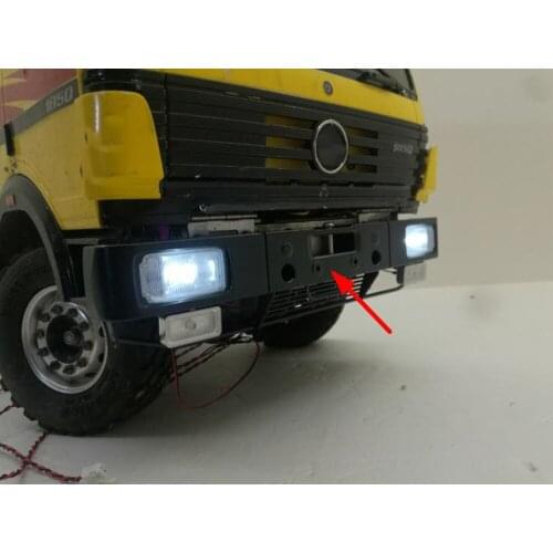 Metal Front Bumper With Lights For 1/14 Rc Truck Tamiya Benz 1850 56307 1838 56305 4X2 Tractor Arocs Trucks