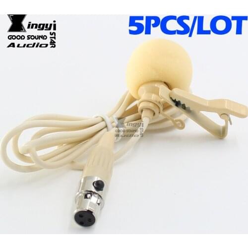 5Pcs Mini XLR 3 Pin TA3F Plug Tie Clip Microphone Condenser Lapel Lavalier Mic Microfono For Wireless Karaoke System Transmitter