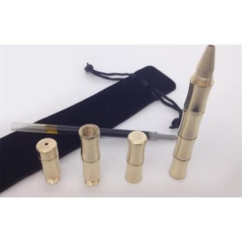 Multifunction Pure Brass Metal Pen Manual Tactical Pens Outdoor Tools Bamboo Copper Top Vents Grinding Gravel Gift High Quality