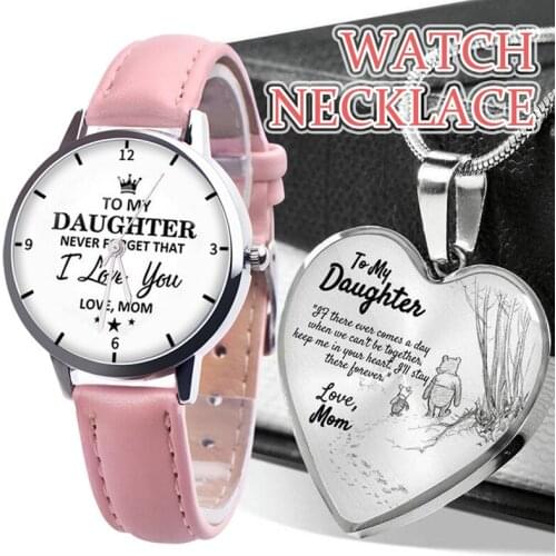 Fashion Children Love Necklace Watch Set Kids Watches Childrens Watch Dial Quartz Wristwatches Girls Student Clock Reloj Montre