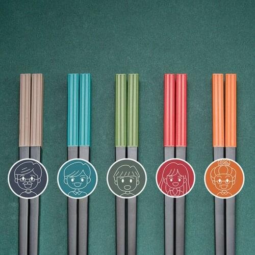 5 Pairs Alloy Chopsticks Five-Color Anti-Slip High-Temperature Home Use Tableware Japanese-Style Healthy Kitchen Supplies