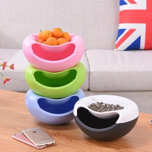 Lazy Snack Bowl Plastic Double-Layer Snack Storage Box Bowl Fruit Bowl And Mobile Phone Bracket candy bowl