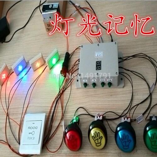 Room escape light memory prop colourful light remember and colourful buttons props for real life room escape mysterious door
