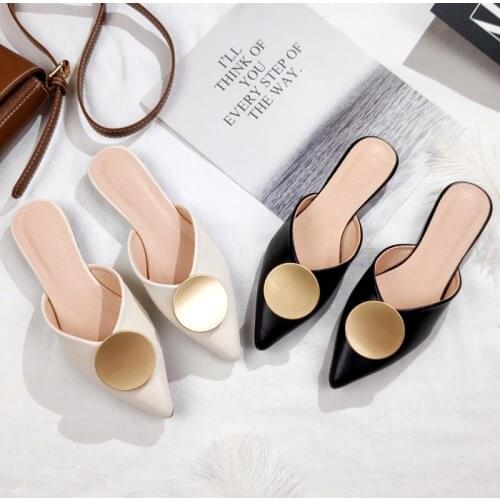 Summer New Toe-covered Women Slippers Outside Ladies Casual Sandals Mules Shoes Low Heel Comfort Anti-skid Slides
