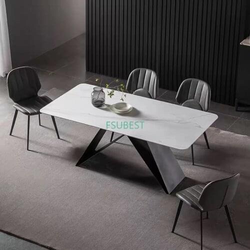 Nordic Minimalism White Luxury Modern Metal Base Dining Table And Chair Marble For Home Restaurant Dining Room