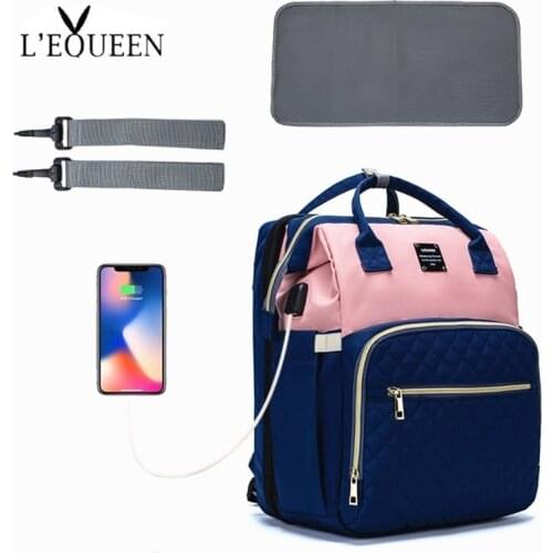 3 in 1 Lequeen USB Diaper Bag Baby Crib Foldable Sleeping Bed, with Changing Pad, Sunshine Shade Hot 2020 Sleeping Bed Original