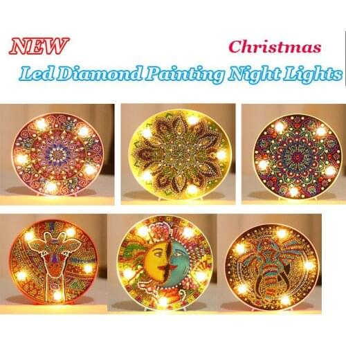 LED Decoration Light Christmas Tree Snowman Mandala DIY Diamond Painting Light Bedroom Night Lamp Home Desk Decor Night Lamp