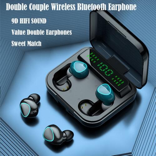 M22 Couple Earphones TWS Wireless Bluetooth 5.1 Earphones Large Capacity 2000mah Waterproof Earbuds HIFI Microphone
