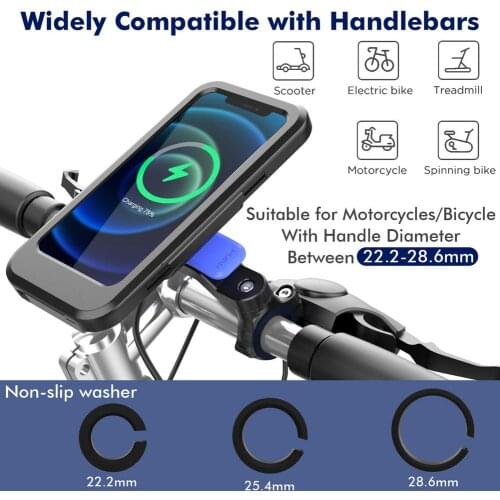 Universal Motorcycle Wireless Charger Holder Aluminum Bike Phone Mount Integrated Waterproof Wireless Charge Handlebar Stand