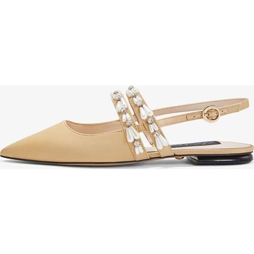 QUNSHENGRUI Spring attractive single shoes and half gemstone casual ladies pointed MaryJane shoes sandals