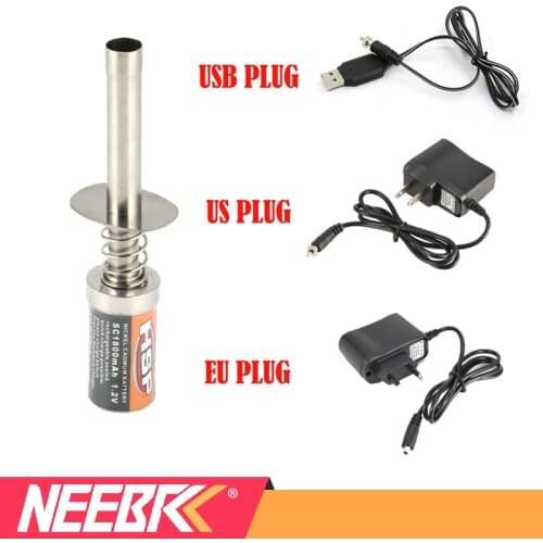 1.2V 1800mAh Rechargeable Nitro Starter Glow Plug Igniter Wth Charger for HSP RedCat Nitro Gas Engine Power1/8 1/10 RC Car