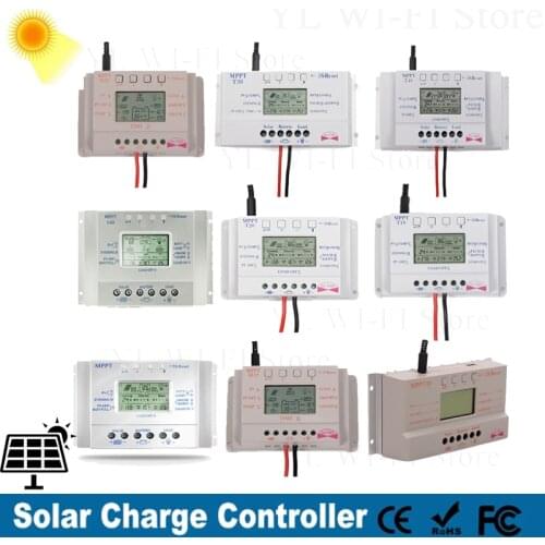 10A 20A 30A 40A 60A 80A MPPT PWM Solar Charge Controller 12V 24V Dual USB Solar Regulator with Big LCD Battery Solar Controllers