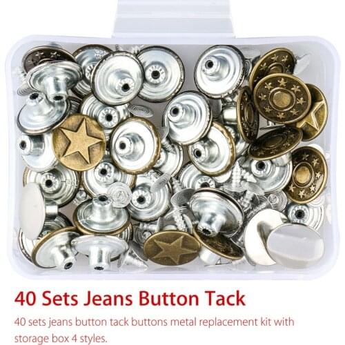 40pcs 17mm Metal Jeans Button Sewing Clothes Accessories Trousers Jean Shank Rivets Button Replacement Decoration