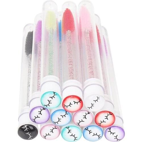 5/10 Pcs Reusable Eyebrow Brush Tube Disposable Crystal Eyelash Brushes with Resin Drill Replaceable Cosmetic Comb Makeup Tools