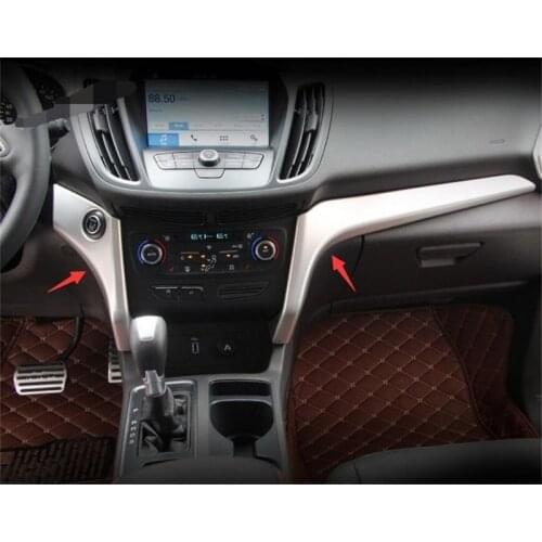 Interior Car Styling Accessories For Ford Kuga Escape 2017 2018 ABS Chrome Central Control Cover Trim Decoration Strip Sequins