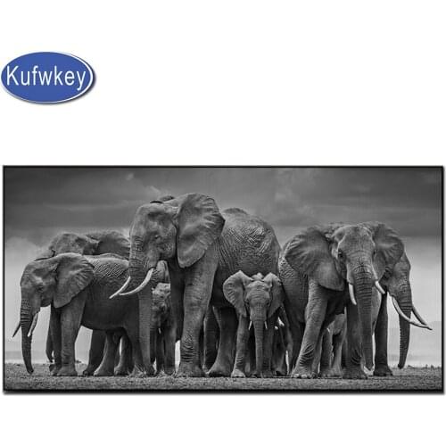 African Wild Elephants Diamond Embroidery full round drill Handmade Full drill Square 5d Diy Diamond Painting sale home art