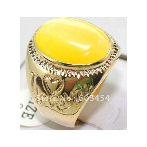 FREE SHIPPING>>>@@ Wholesale Real Yellow stone stone " I Love You " man Ring Size: 8.9.10.11.12/Cheap Free Shiping