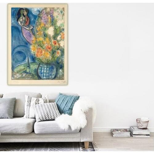 Citon Marc Chagall《Poppies,1949》Canvas Art Oil Painting Famous Artwork Poster Picture Wall Background Decor Home Decoration