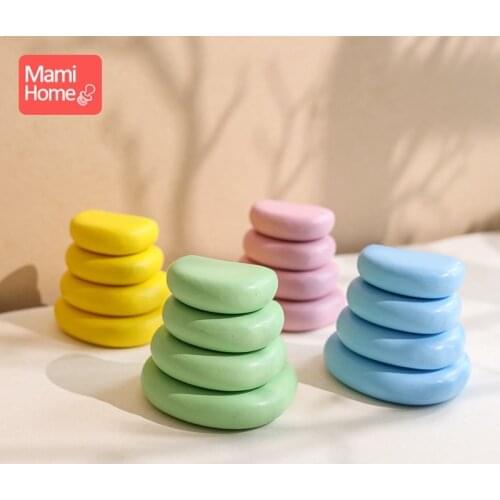 Wooden Colored Pebbles Montessori Education Building Blocks Jenga Game Rainbow Game Jenga Set Balancing Blocks Montessori Toy