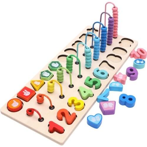 Wooden Montessori Toys Multi-function Arithmetic Count Rack Digital Shape Matching Cognition Educational Toys For Children Gift
