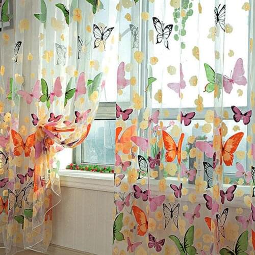 Butterfly Sheer Voile Curtain Door Window Panel Drape Room Divider Home Decor