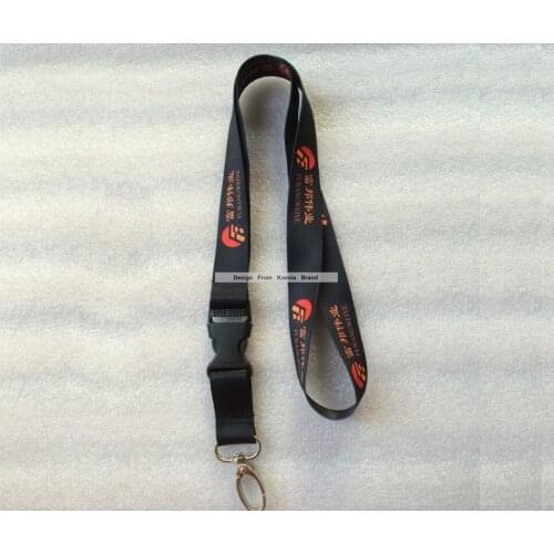 Hot Custom 20MM Black Polyester Sublimation Both Side Print Sports Team Logo Lanyards Fashion Oval Hook Gift Strap