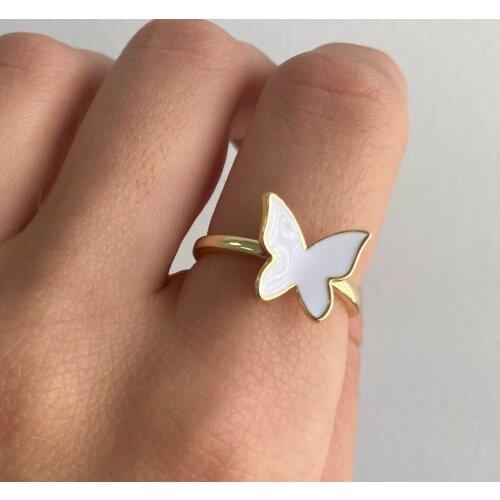 Ins Simple butterfly Ring Personality Fashion Cute Geometric Expression Rings Accessories