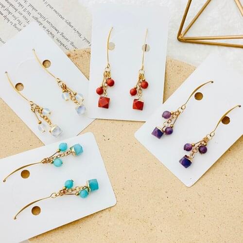 Korean Fashion Earrings for Women Natural Stone Dangle Earrings New Tassel Earrings Wedding Party Jewelry 2021
