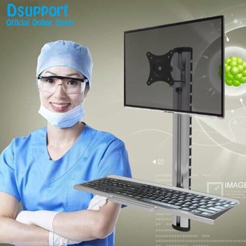 WS06 Wall Mount Foldable Ergonomic Aluminum Sit-Stand Monitor+Keyboard Holder Full Motion Arm 15"-27"Monitor Stand Bracket