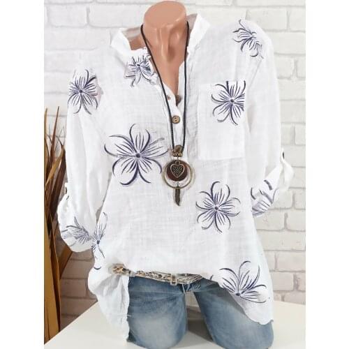 Fashion New Printed Shirt Casual Large Size Long Sleeve Shirt Loose Womens Shirt