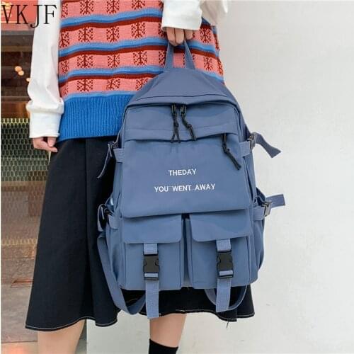 2021 Fashion Waterproof Nylon Women Backpack for Girls Travel High Capacity Student BookBag Men Black Laptop Bag