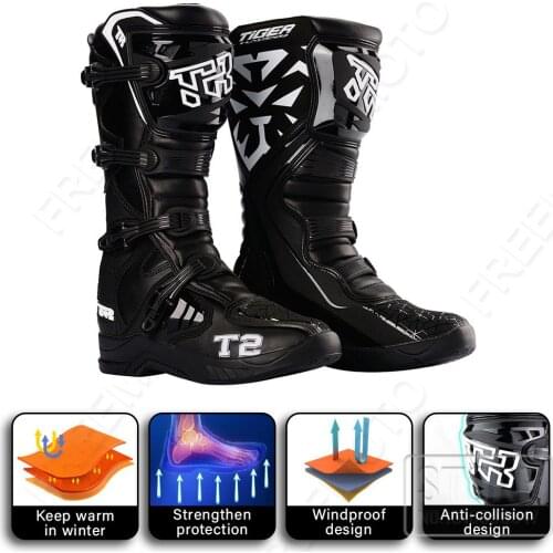 Black Anti-Fall Motorcycle Boots Motocross Off-Road Profession Boots Wear-resistant Non-slip Botas Moto Riding Racing Shoes Boat