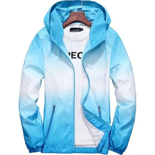 Men outdoor gradient clothes spring autumn men jacket couple models men women UV protection windproof jacket plus size S-5XL