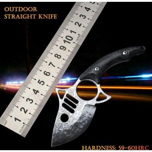 VG10 Damascus steel integrated Karambit Knives shiny carbon fiber outdoor Sharp Claw survival tactical camping knife EDC CSGO