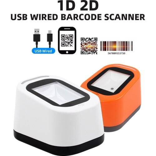 Wired Barcode Scanner USB Versatile Scanning Hands-free Scan QR Code 1D 2D Code Reader for Supermarkets Store Restaurant Cashier