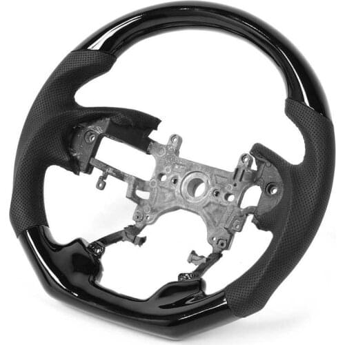 Black Wood Mahogany Steering Wheel Preforated Leather W/ Black Stitching D-Type Fit for Honda Accord 2013-2017