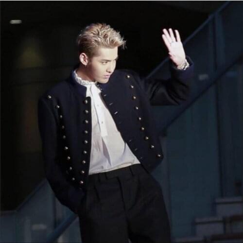 S-5xl New Trendy Mens Woolen Personality Jacket Double-breasted Short Coat Korean Autumn And Winter Couples Wear Woolen Jackets