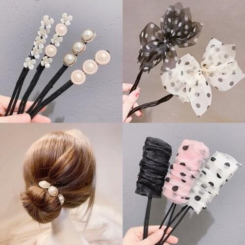 1PC Vintage Shell Pearl Hairpin Bun Hairstyle Hair Stick Elegant Hair Maker Tools Easy Beauty Salon Hair Styling Accessories