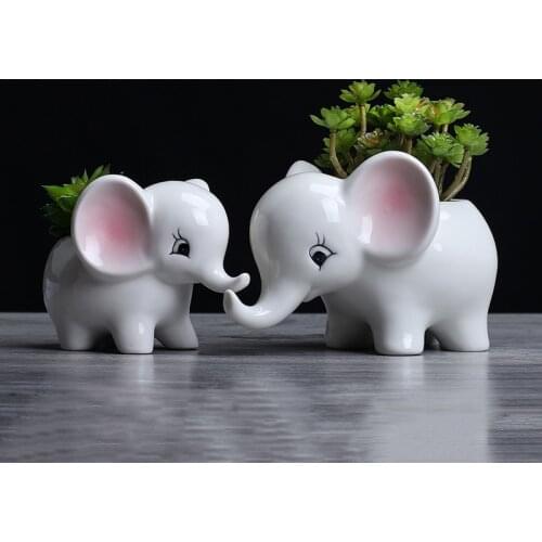Elephant Ceramic Flower Pot Home Gardening Decoration Desktop Pot Decoration Simple Gardening Creative Succulent Flower Pot