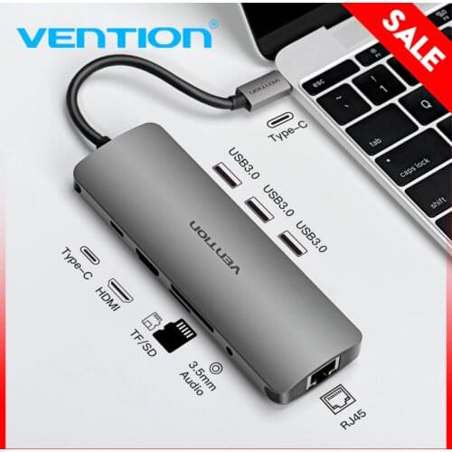 Vention USB C HUB Type C To HDMI USB 3.0 HUB thunderbolt 3 RJ45 Adapter for MacBook Samsung S8/S9 Huawei P30 Pro usb-c adapter